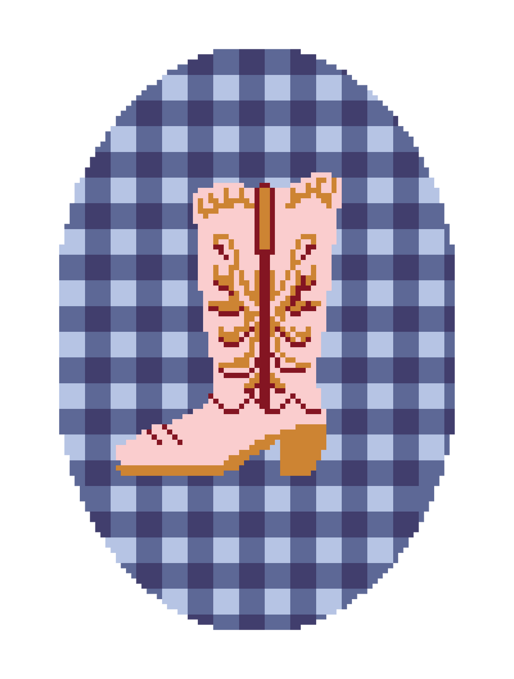 Cowgirl Boot 4.25" x 7.25" Oval Needlepoint Canvas