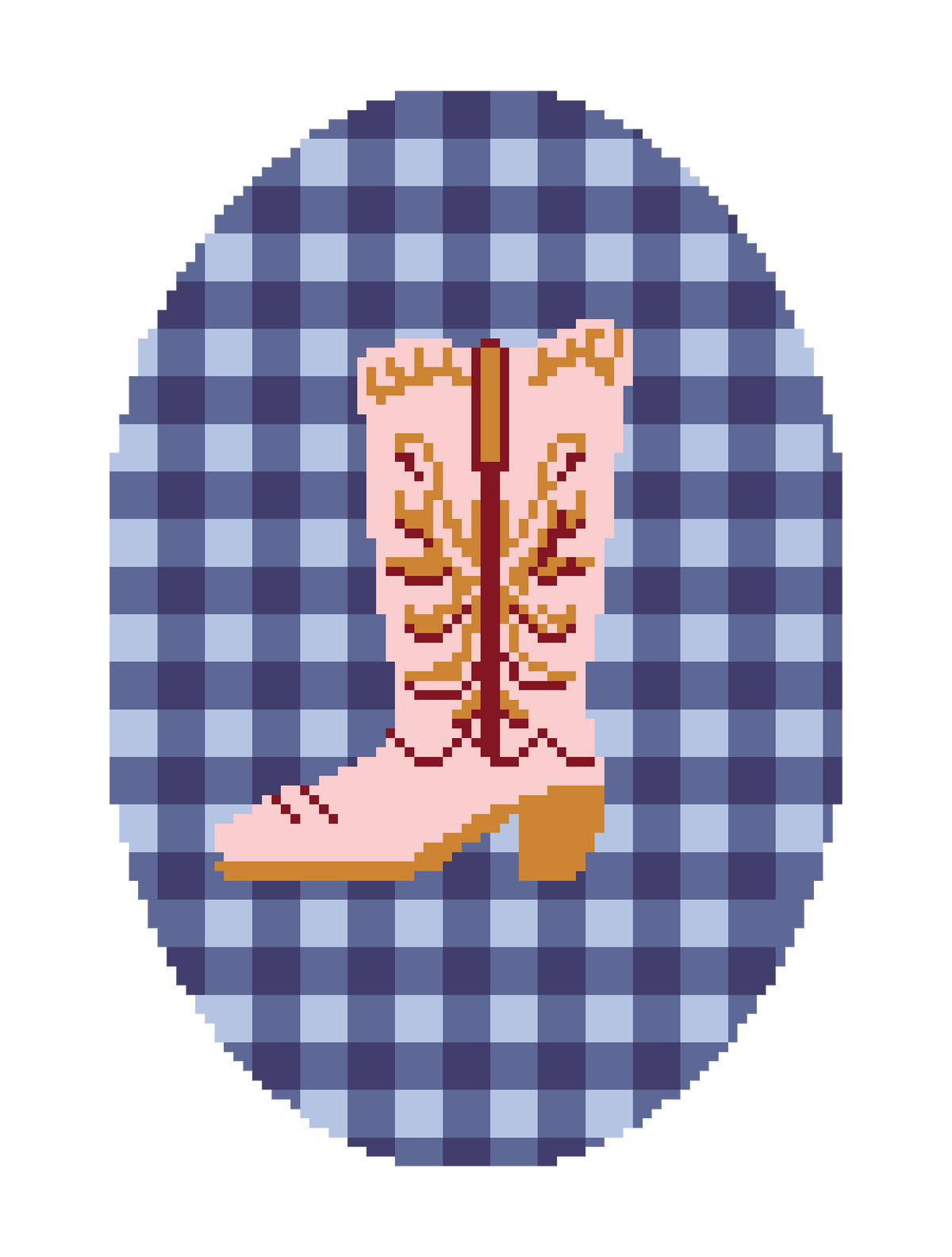 Cowgirl Boot 4.25" x 7.25" Oval Needlepoint Canvas