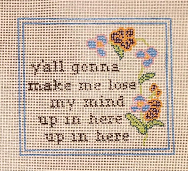 Needlepoint Subversive lose my mind painted  canvas