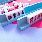 MINI MAHJONG MAT  |  Color Wave  |  21" x 21": Green Center- Pink Scallop
