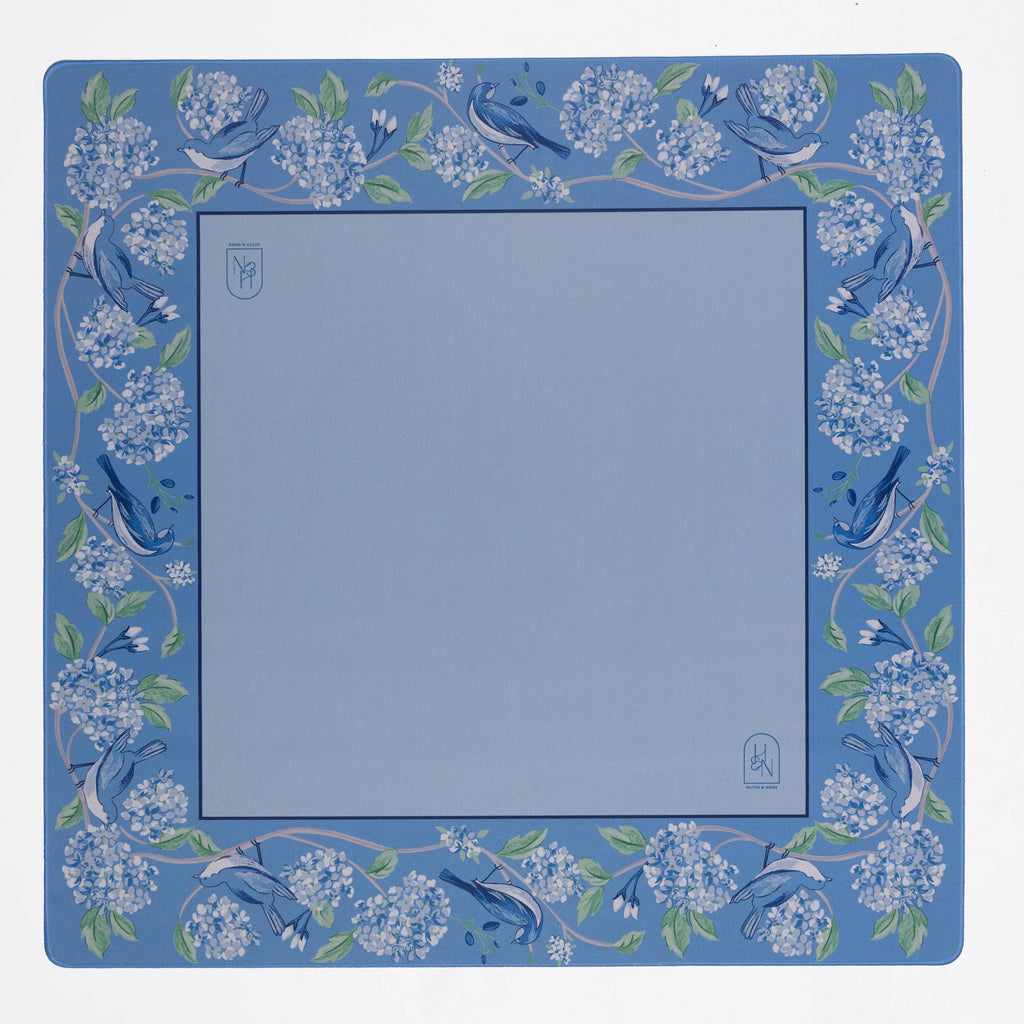Mahjong Mat - Blue & White Bird