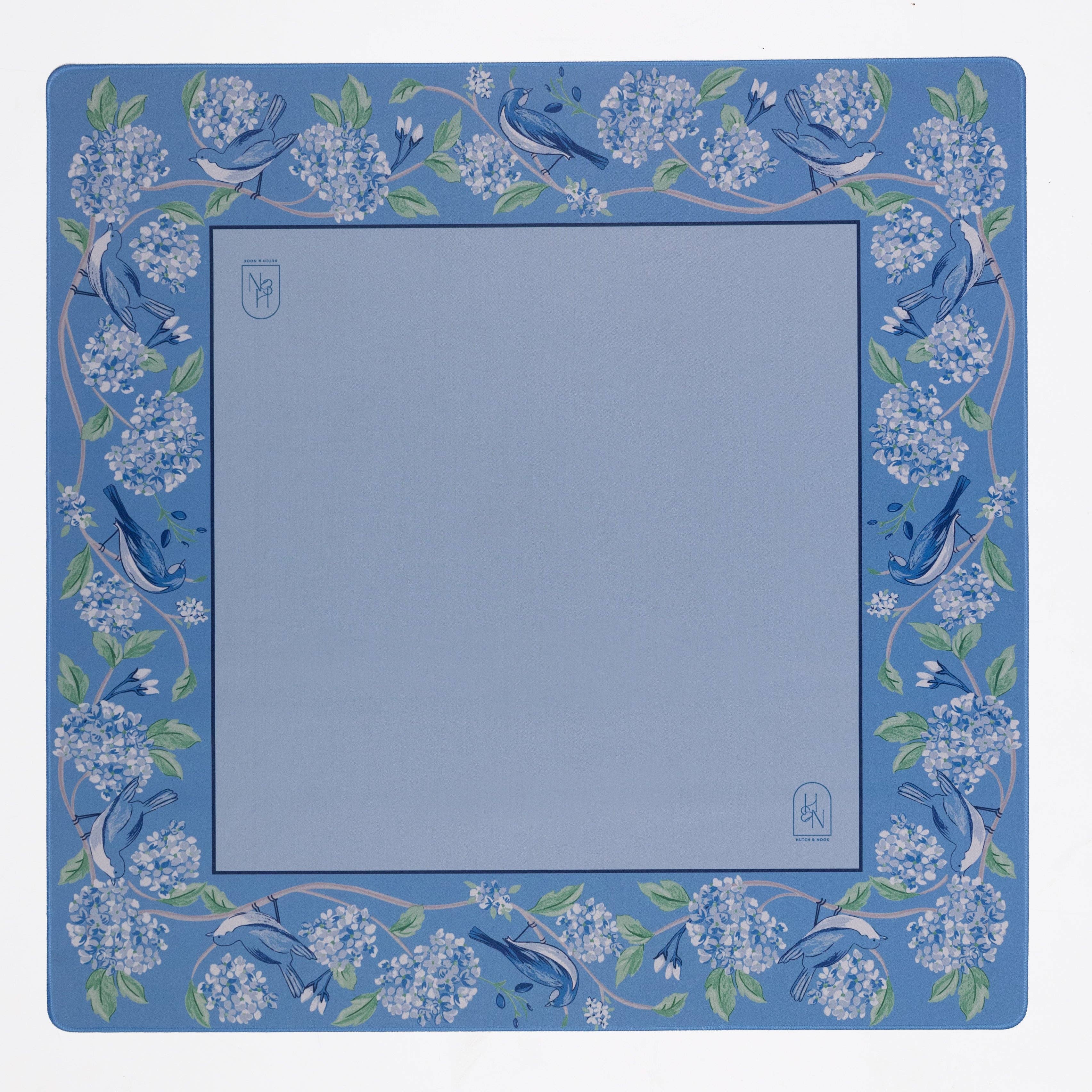 Mahjong Mat - Blue & White Bird