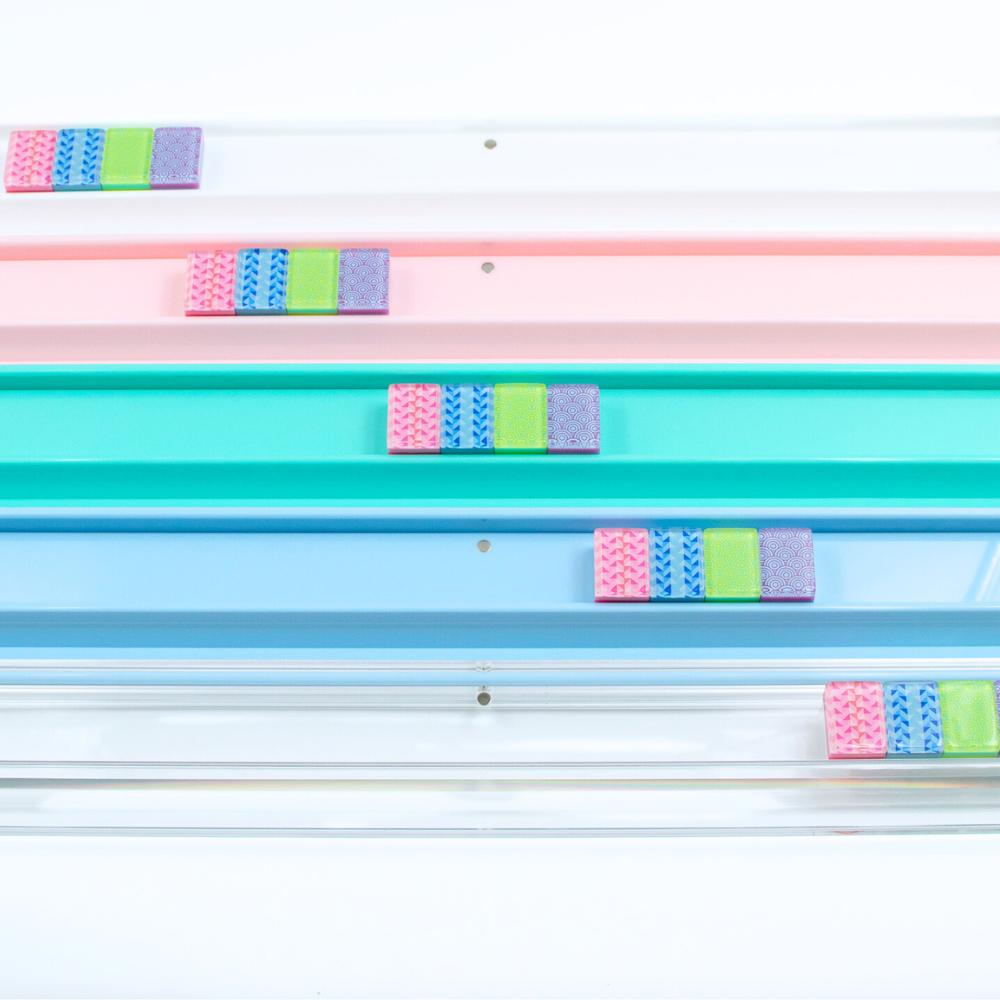 MAHJONG RACKS | Premium Acrylic | 4 Racks + 4 Pushers: Solid White