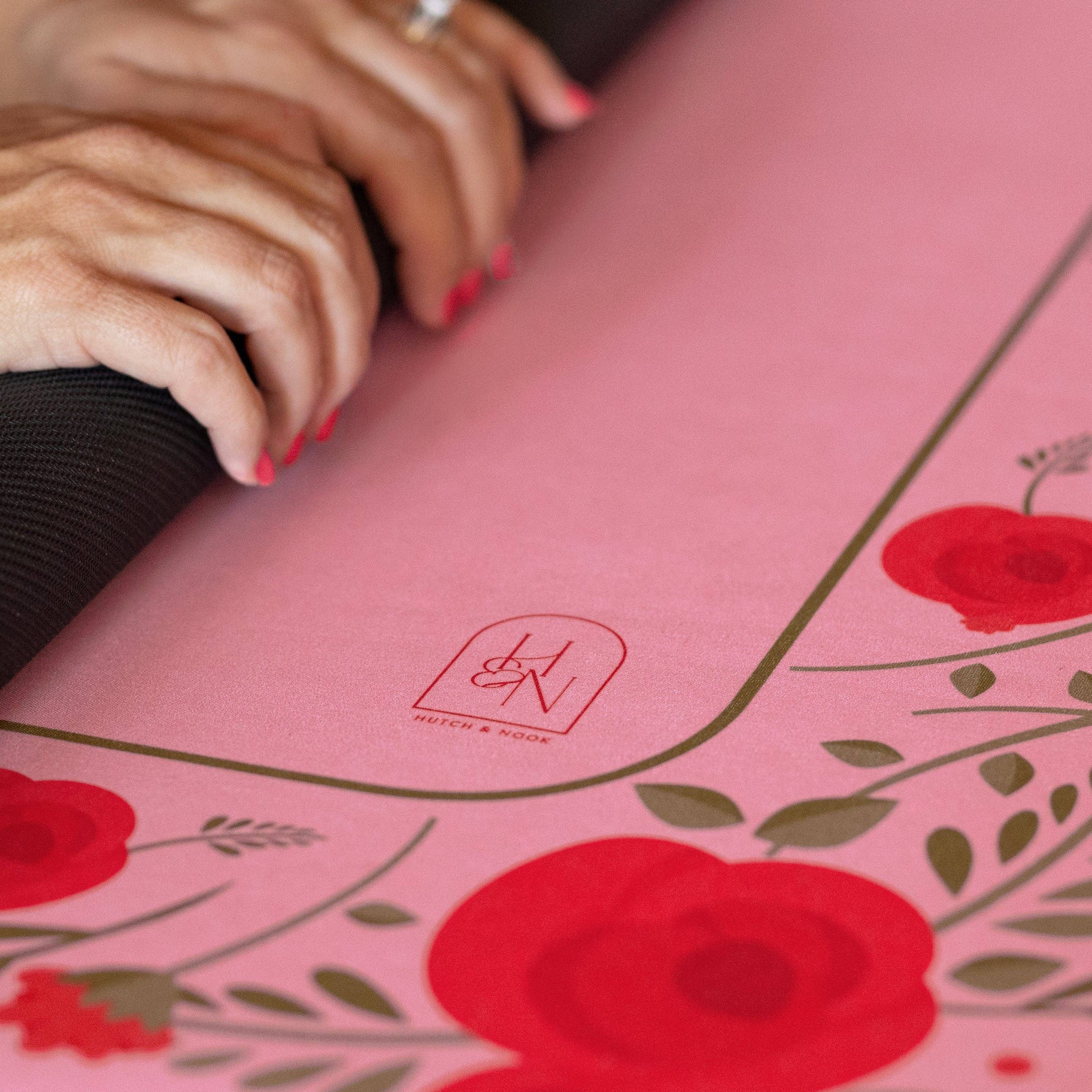 Mahjong Mat - Pink Rose