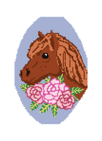 Horse with Roses 4.25" x 7.25" Oval Needlepoint Canvas