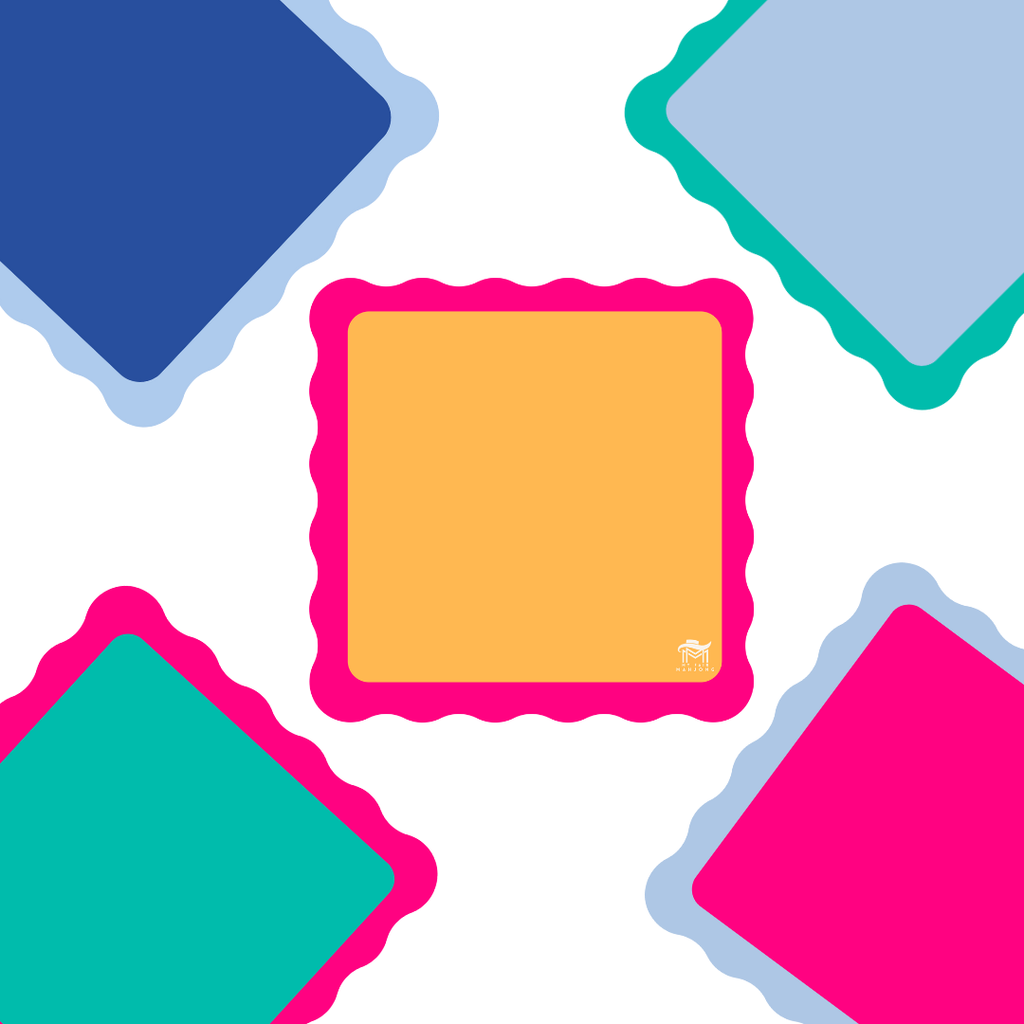 MINI MAHJONG MAT  |  Color Wave  |  21" x 21": Blue Center- Green Scallop