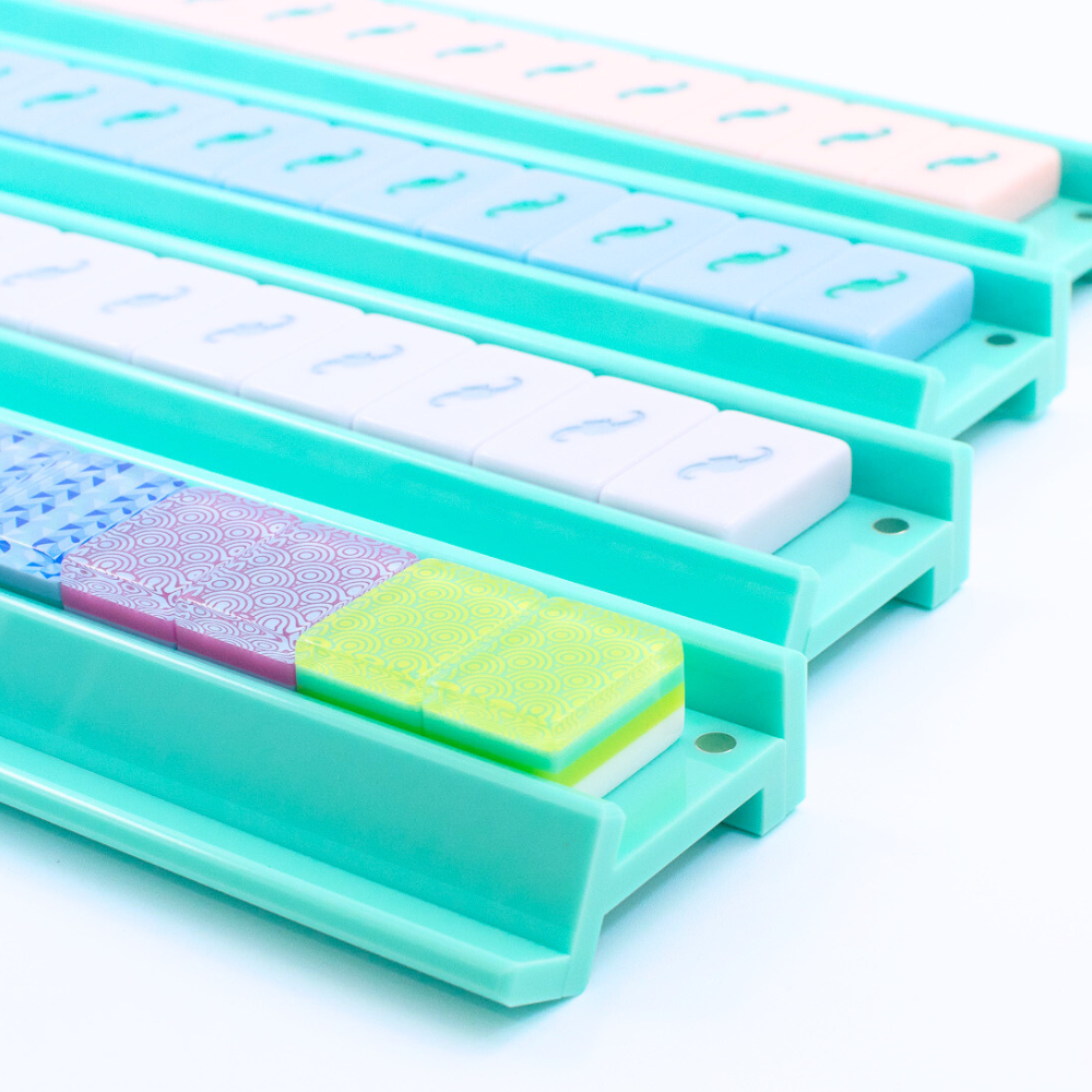 MAHJONG RACKS | Premium Acrylic | 4 Racks + 4 Pushers: Solid Magenta