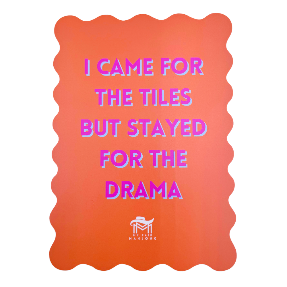 MAHJONG SHUFFLE CARD  |  Scalloped Edges & Bright Colors  |  Sized to Store with Mahjong League Cards: 05-ORANGE- STAYED FOR DRAMA