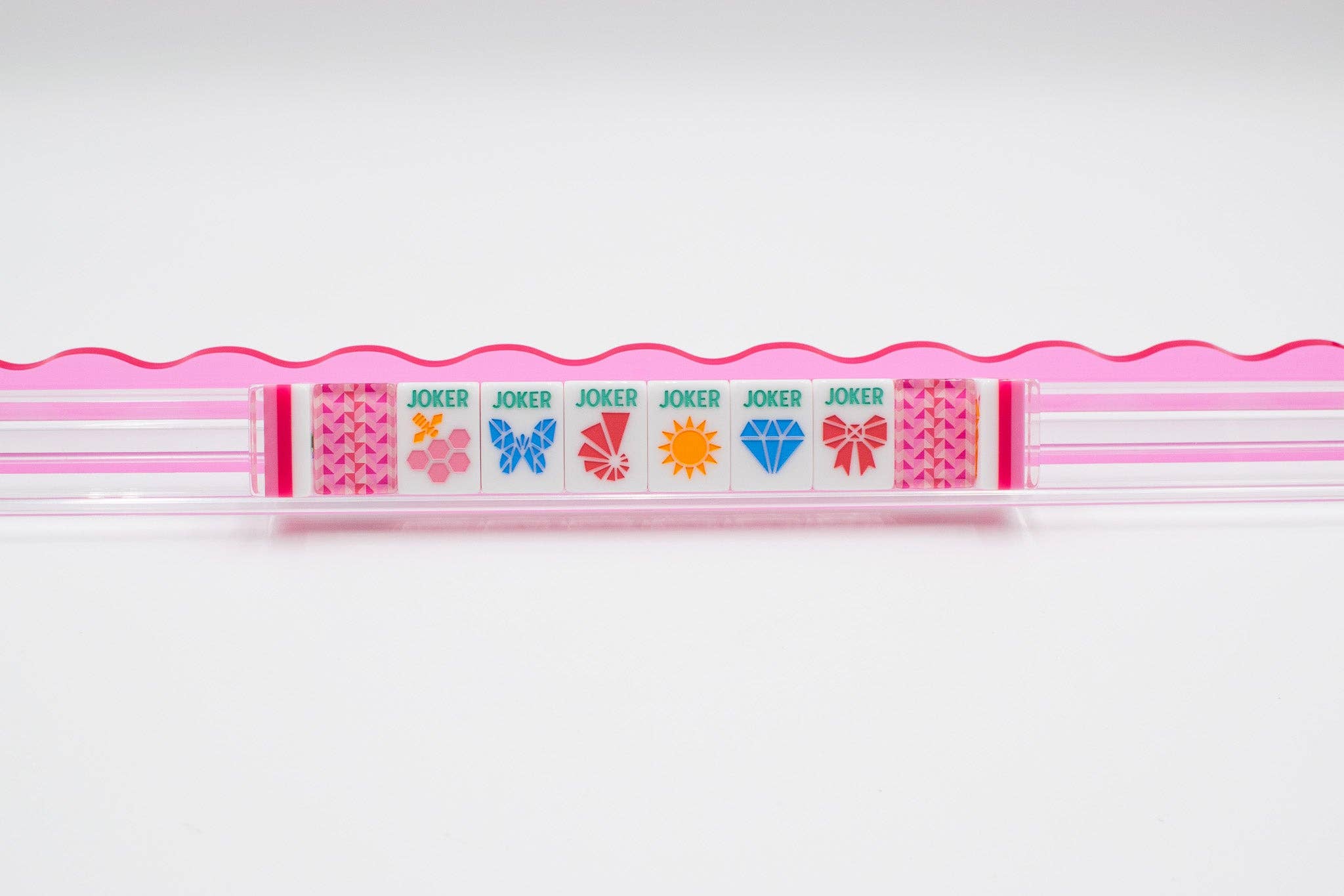 Crystal Prism Pink Tile Set | Mahjong with Bold Angles and Vibrant Vibes | 1.25" x 0.9" x 0.7"