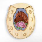 Horse with Roses 4.25" x 7.25" Oval Needlepoint Canvas