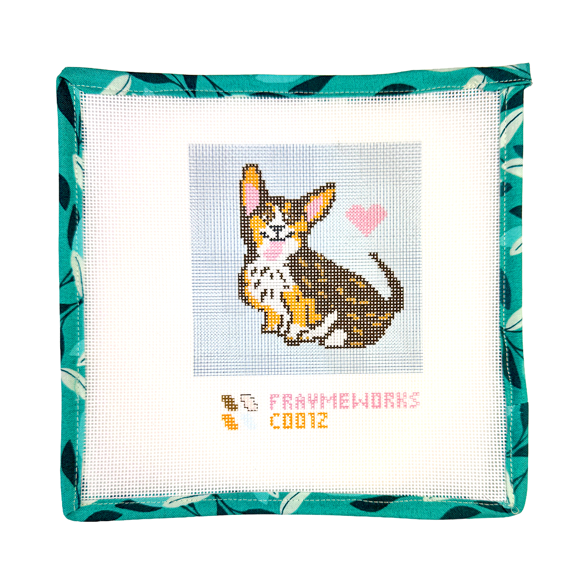 Corgi Love 4x4" Needlepoint Canvas
