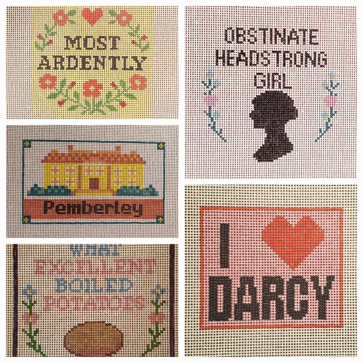 Needlepoint canvas Pride Prejudice Obstinate Headstrong Girl