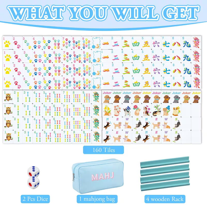 Pets & Paws - Mini Travel Mahjong Tile Set with Racks & Case