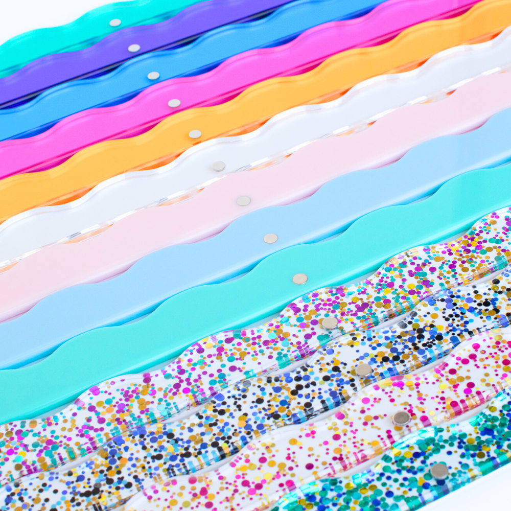 MAHJONG RACK PUSHER ADD ON-MAGNETIC | Premium Acrylic Set(4): Confetti-Wavy-Multi-Color