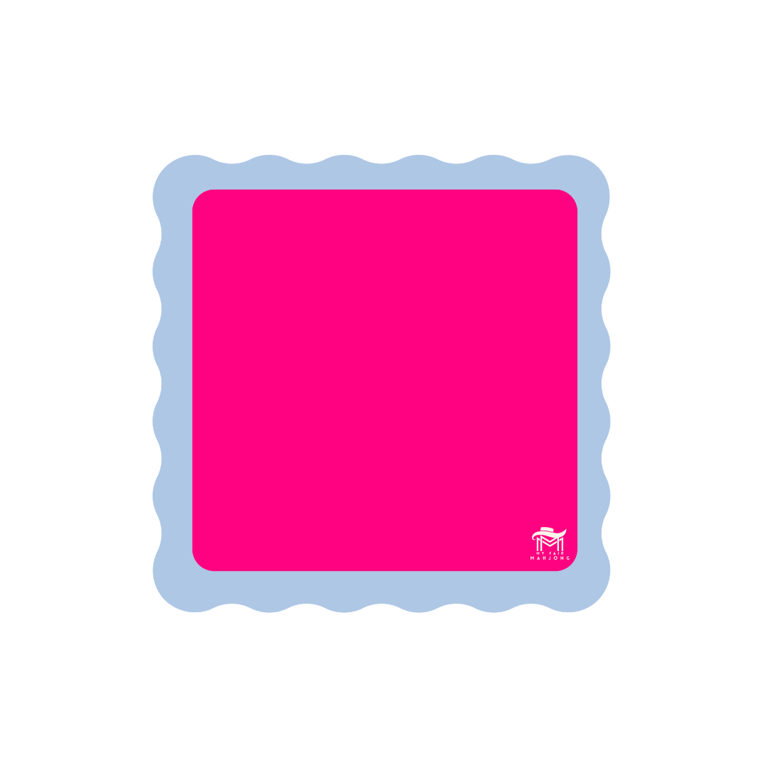 MINI MAHJONG MAT  |  Color Wave  |  21" x 21": Pink Center- Blue Scallop