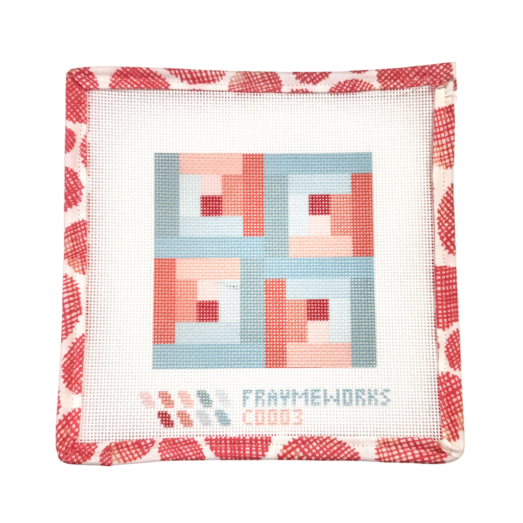 Log Cabin Quilt Block 4x4" Needlepoint Canvas