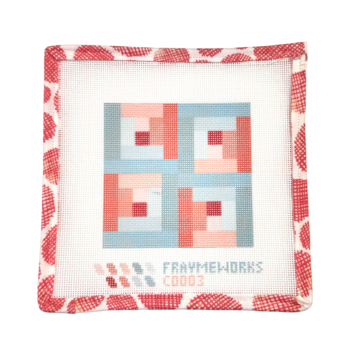 Log Cabin Quilt Block 4x4" Needlepoint Canvas