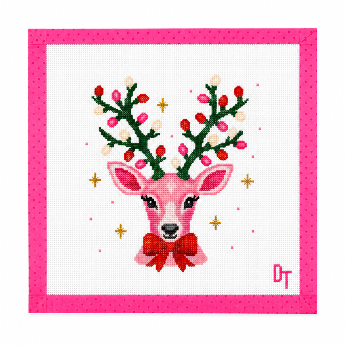 Merry Little Deer Christmas Needlepoint Canvas: Canvas Only