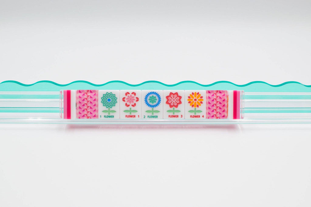 Crystal Prism Pink Tile Set | Mahjong with Bold Angles and Vibrant Vibes | 1.25" x 0.9" x 0.7"