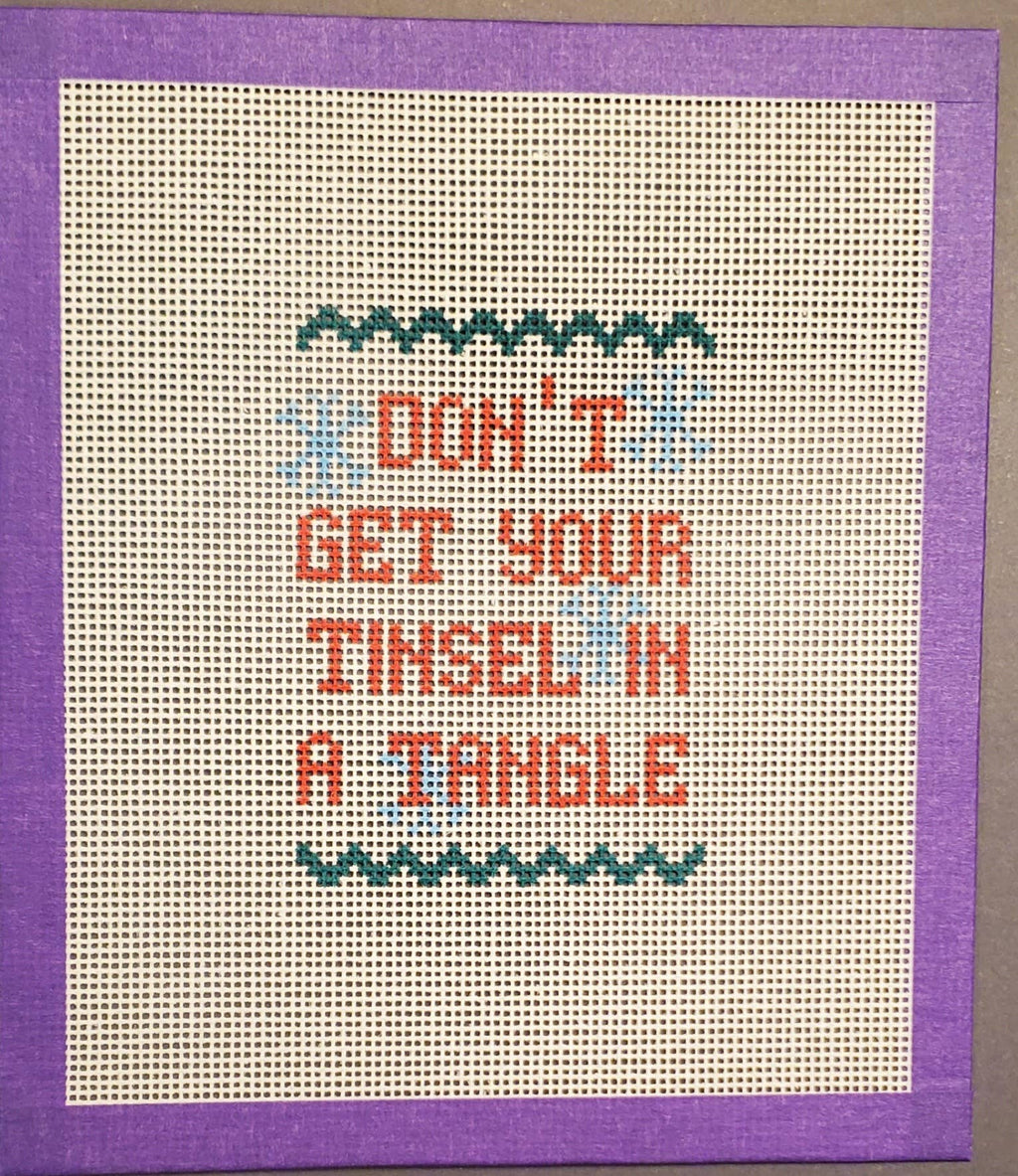 Christmas Tinsel funny needlepoint hand painted canvas