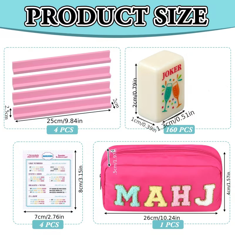 Celebration Party - Mini Travel Mahjong Tile Set with Racks & Case