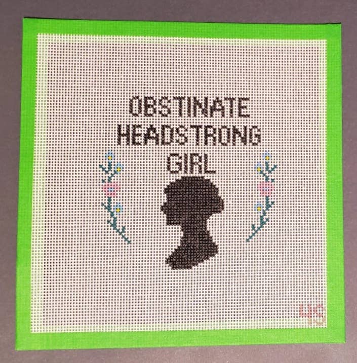 Needlepoint canvas Pride Prejudice Obstinate Headstrong Girl