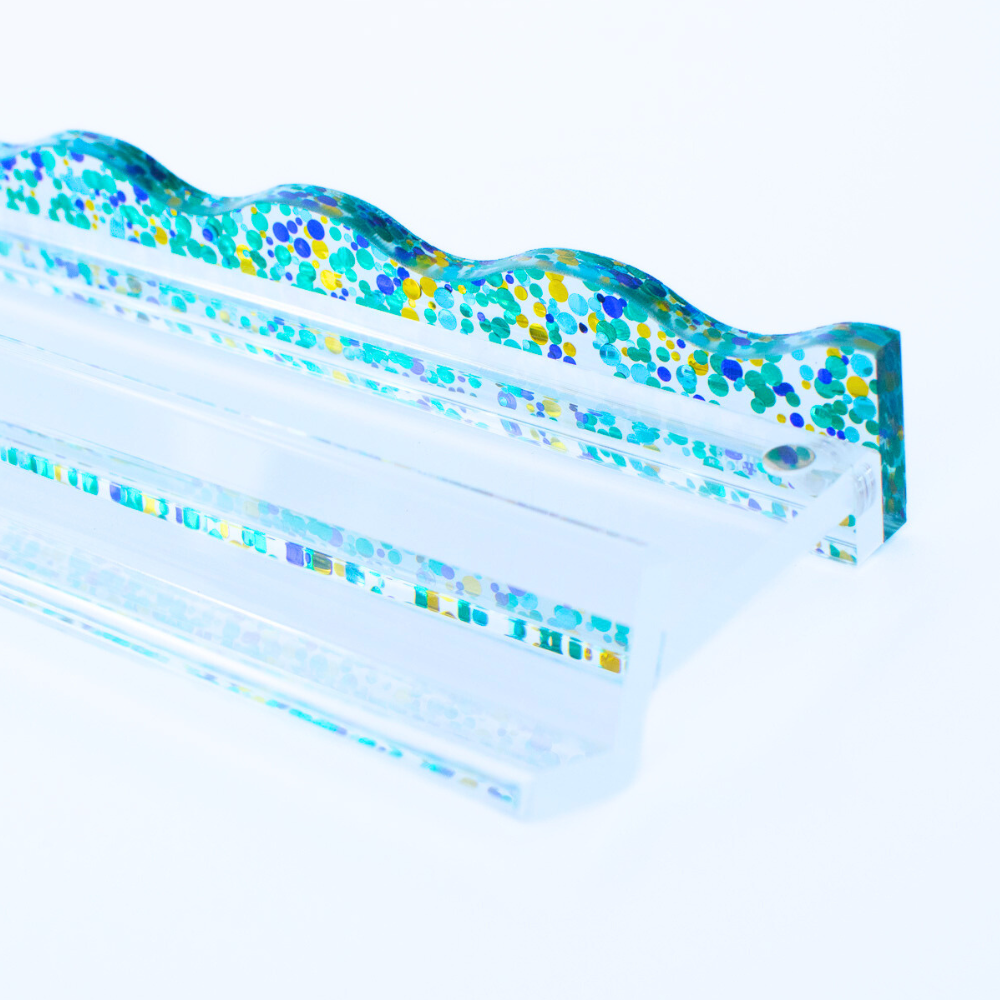 MAHJONG RACK PUSHER ADD ON-MAGNETIC | Premium Acrylic Set(4): Solid-Wavy-Citrus Green