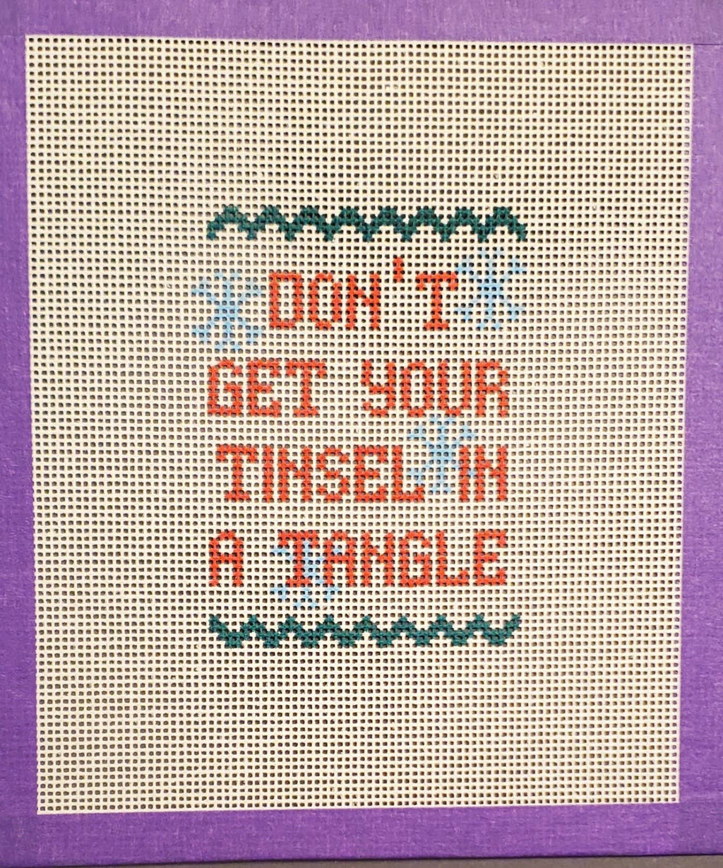 Christmas Tinsel funny needlepoint hand painted canvas