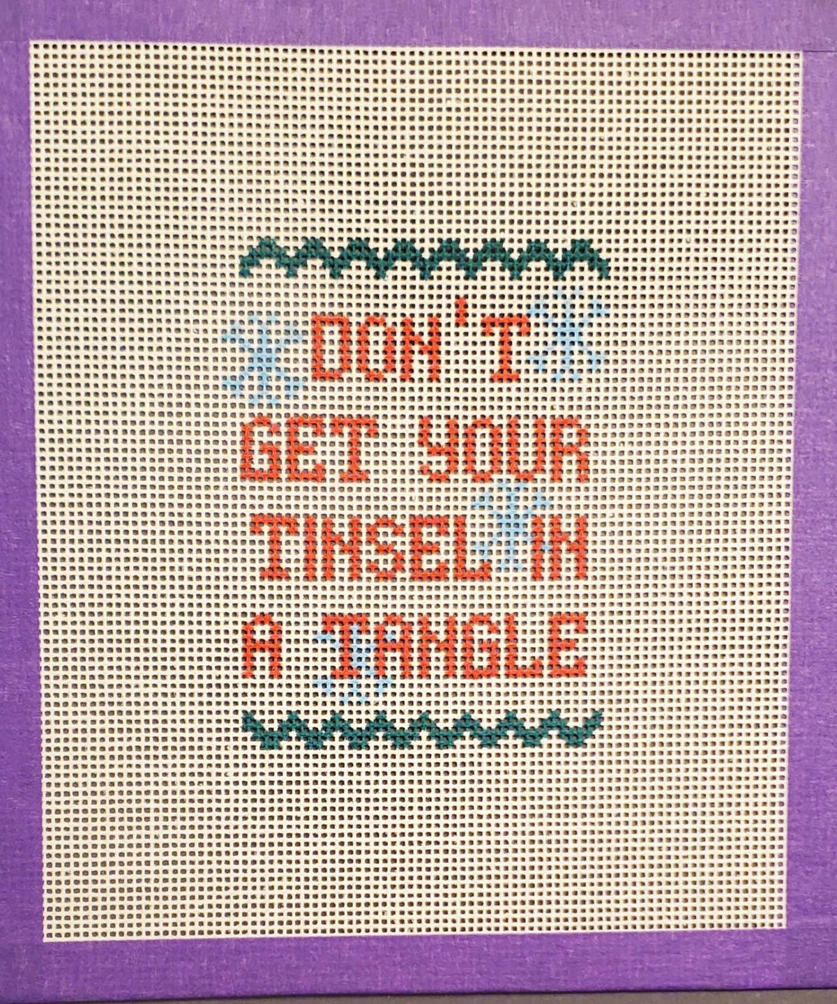 Christmas Tinsel funny needlepoint hand painted canvas