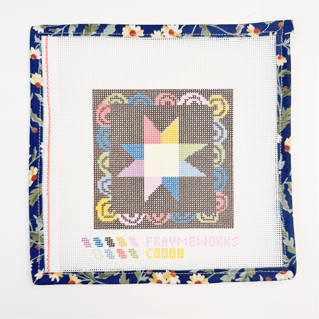 Matilda Star Quilt Block 4x4" Needlepoint Canvas