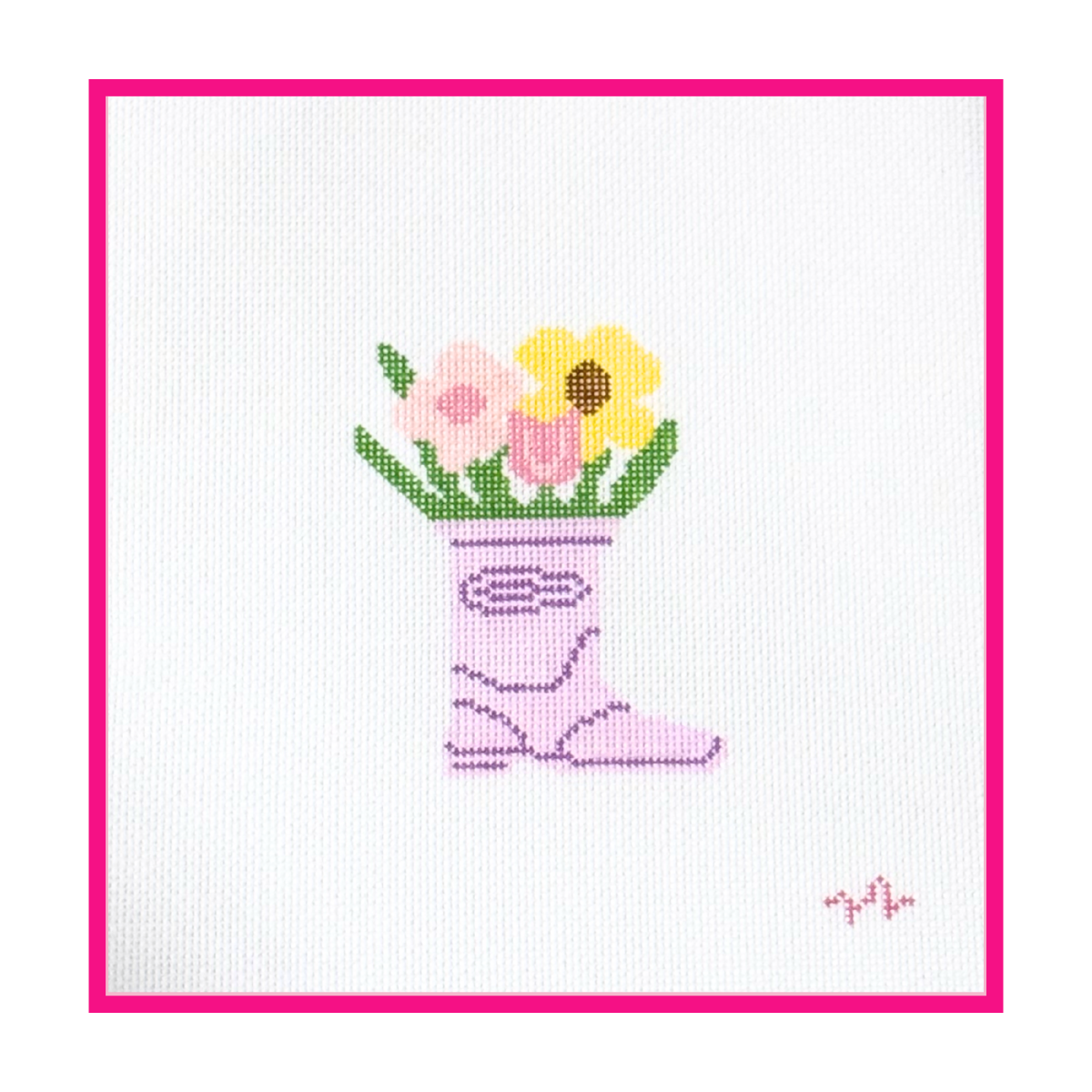 Rainboot with Flowers Needlepoint Canvas
