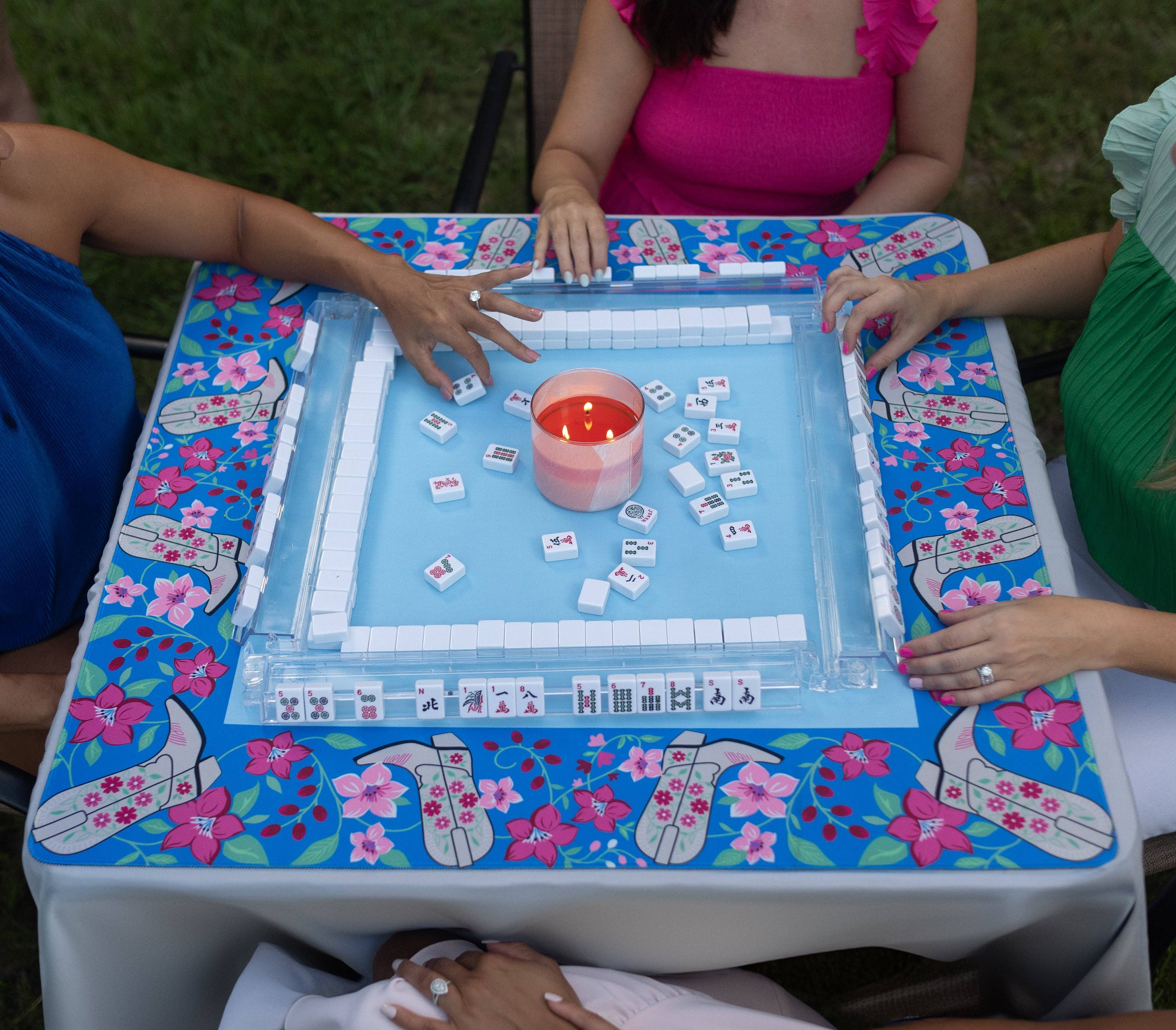Mahjong Mat - Blue Cowboy Boot