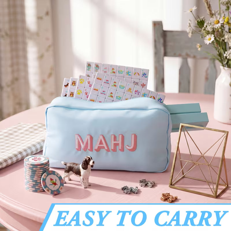Pets & Paws - Mini Travel Mahjong Tile Set with Racks & Case