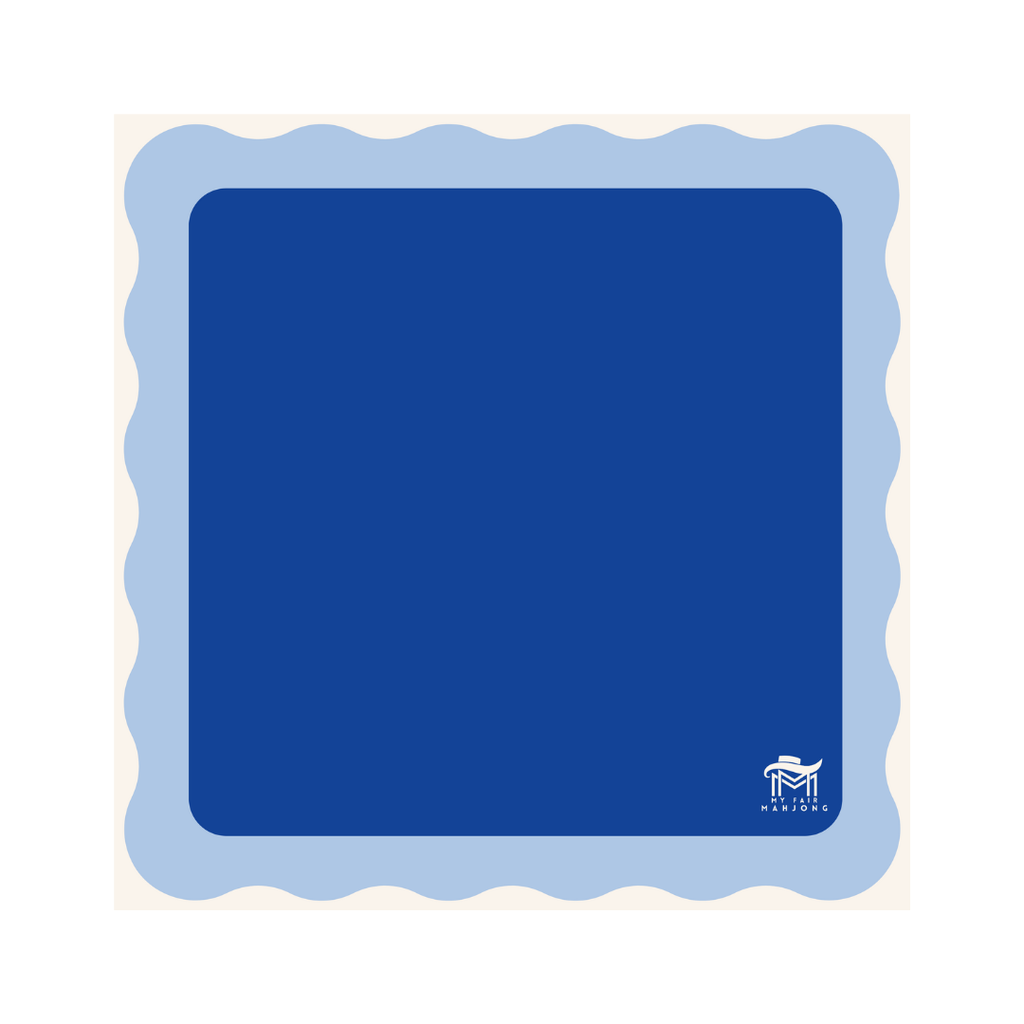 MAHJONG MAT  |  Color Wave  |  31" x 31": Cobalt Center- Blue Scallop