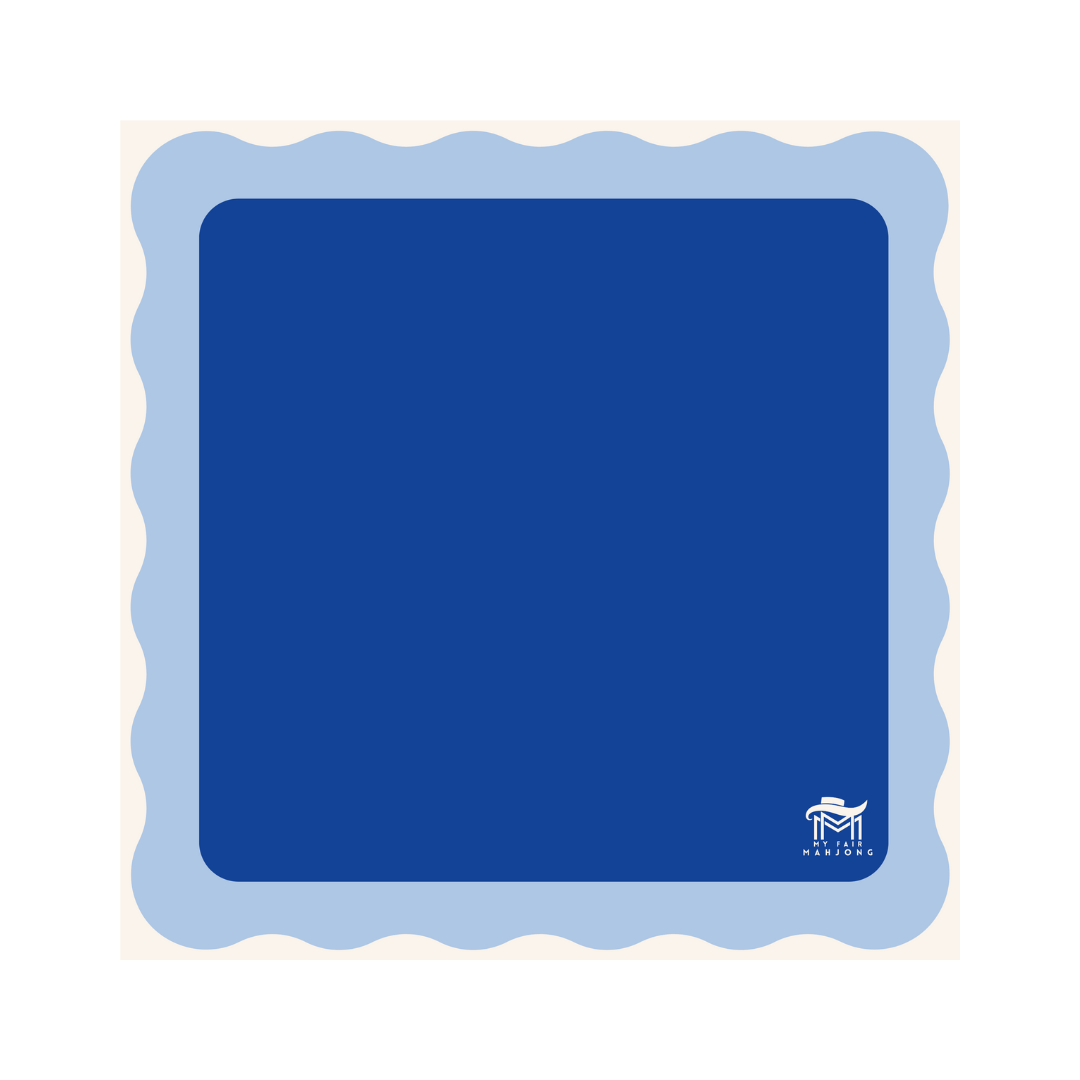 MAHJONG MAT  |  Color Wave  |  31" x 31": Cobalt Center- Blue Scallop