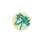 Green Horse 1.75" Round Mini Needlepoint Canvas