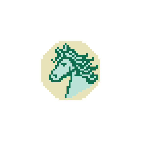 Green Horse 1.75" Round Mini Needlepoint Canvas