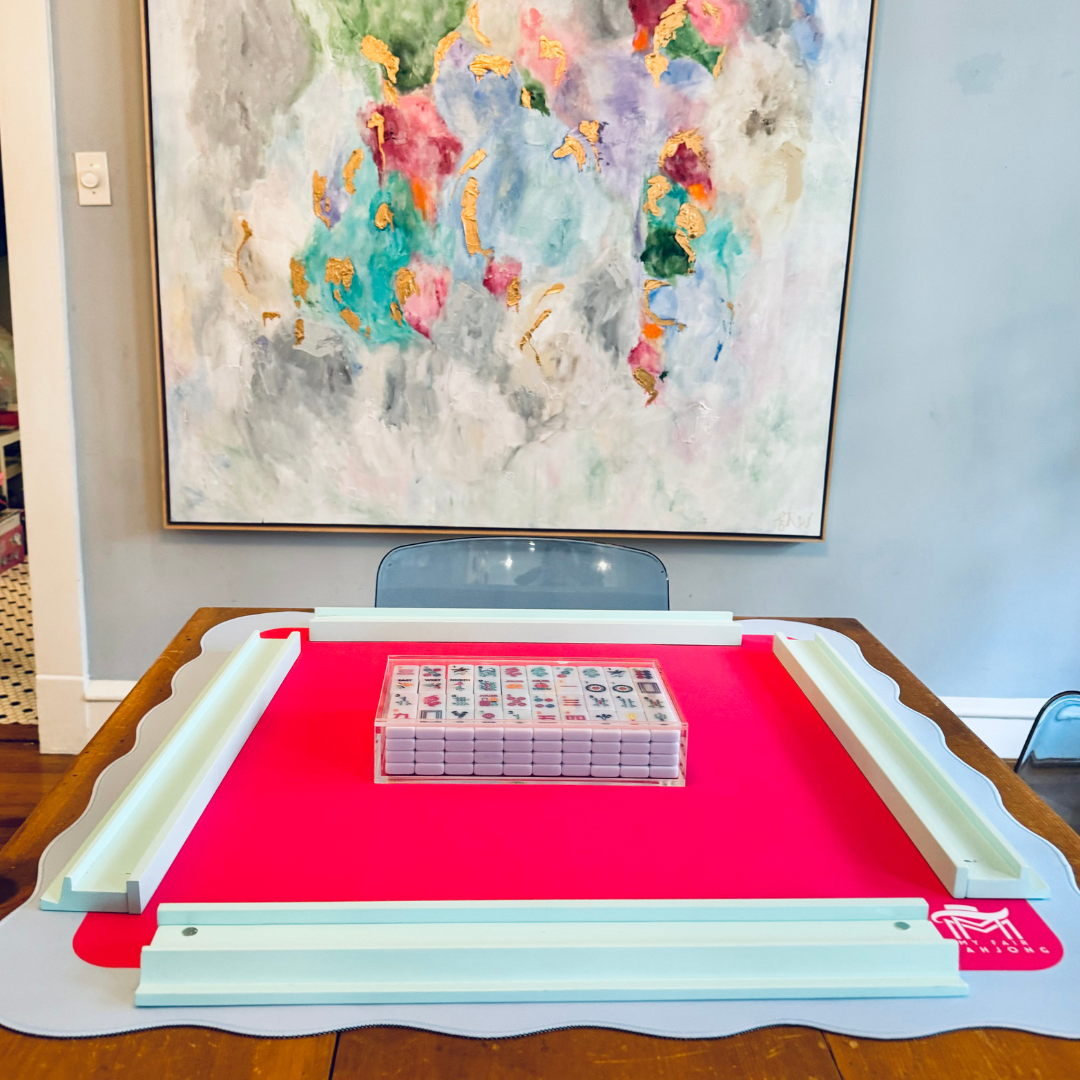 MAHJONG MAT  |  Color Wave  |  31" x 31": Cobalt Center- Blue Scallop