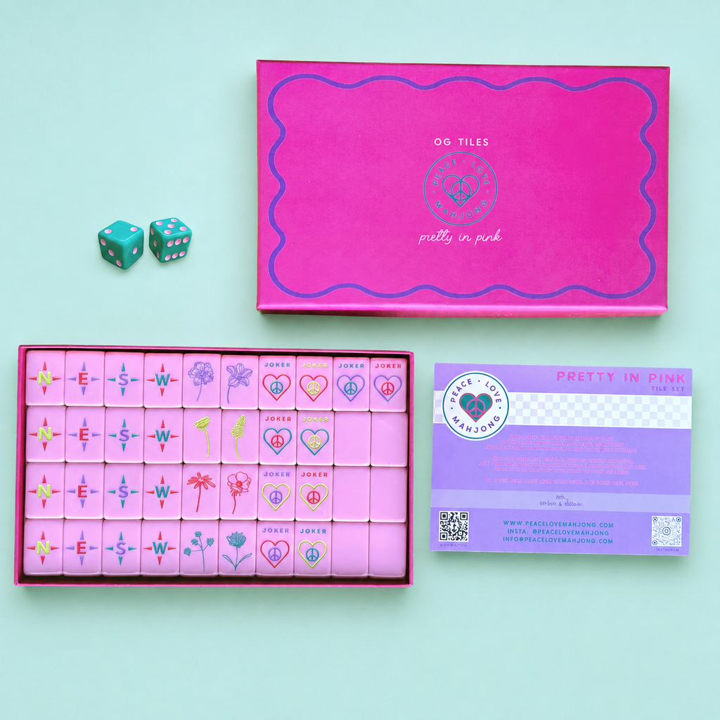 OG Pretty in Pink Mahj Tiles + Tile Pouch - Peace Love Mahjong