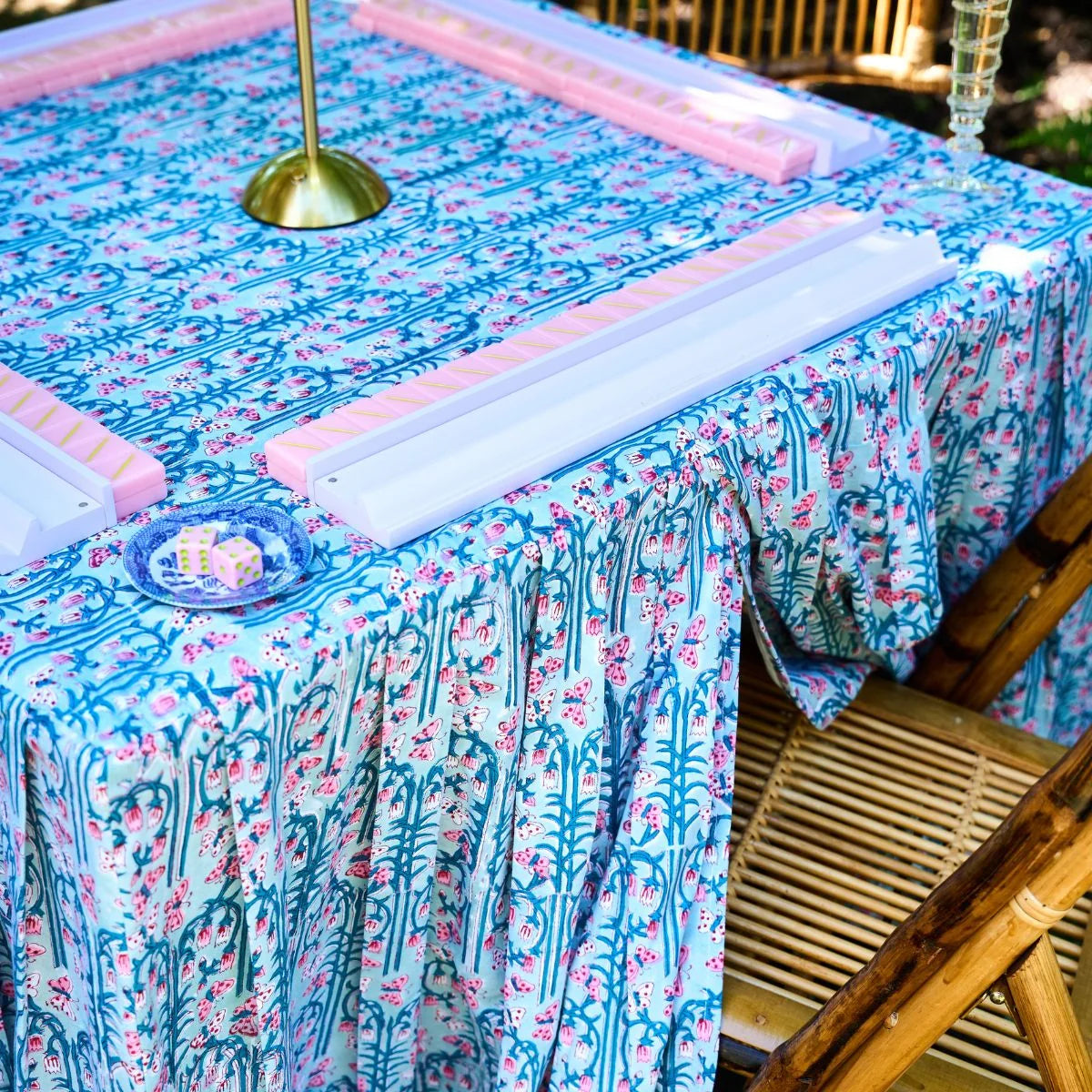 The Gilded Grasshopper Game Table Mahjong Luxury Tablecloth - Sadie