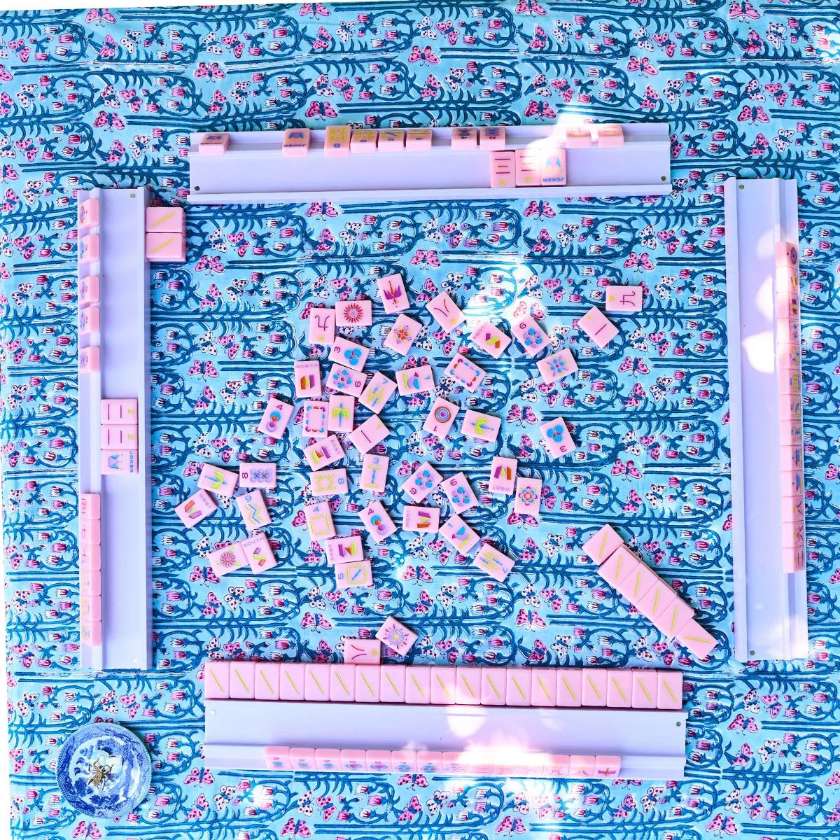 The Gilded Grasshopper Game Table Mahjong Luxury Tablecloth - Sadie