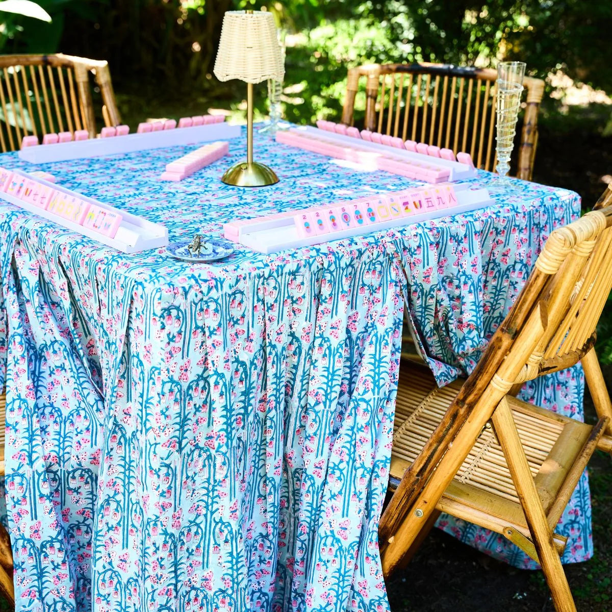 The Gilded Grasshopper Game Table Mahjong Luxury Tablecloth - Sadie