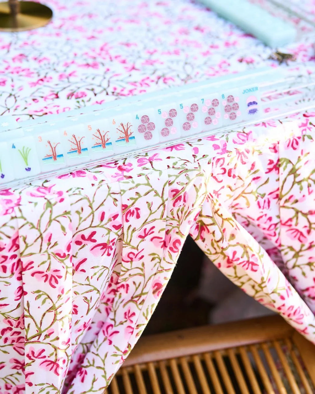The Gilded Grasshopper Game Table Mahjong Luxury Tablecloth - Elizabeth