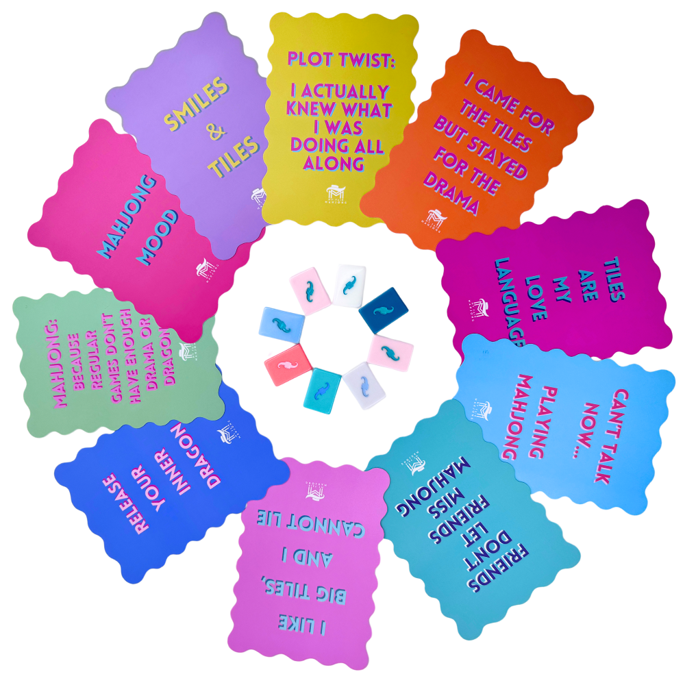 MAHJONG SHUFFLE CARD  |  Scalloped Edges & Bright Colors  |  Sized to Store with Mahjong League Cards: 01- YELLOW- PLOT TWIST