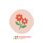 Modern Flowers Red 4x4" Needlepoint Canvas