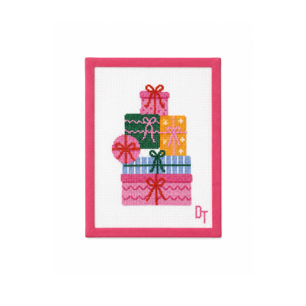 Colorful Gift Stack Needlepoint Canvas: Canvas Only