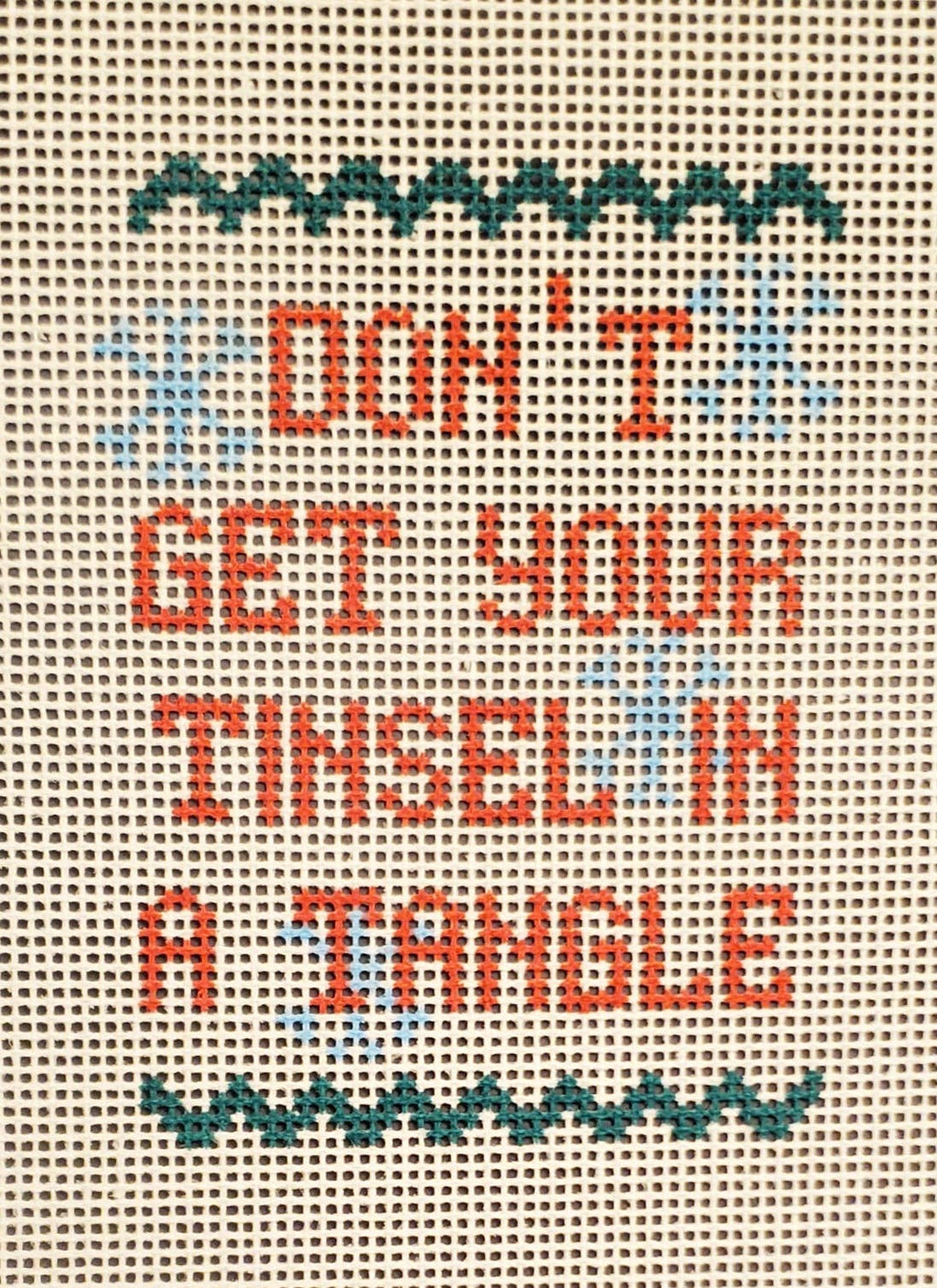 Christmas Tinsel funny needlepoint hand painted canvas