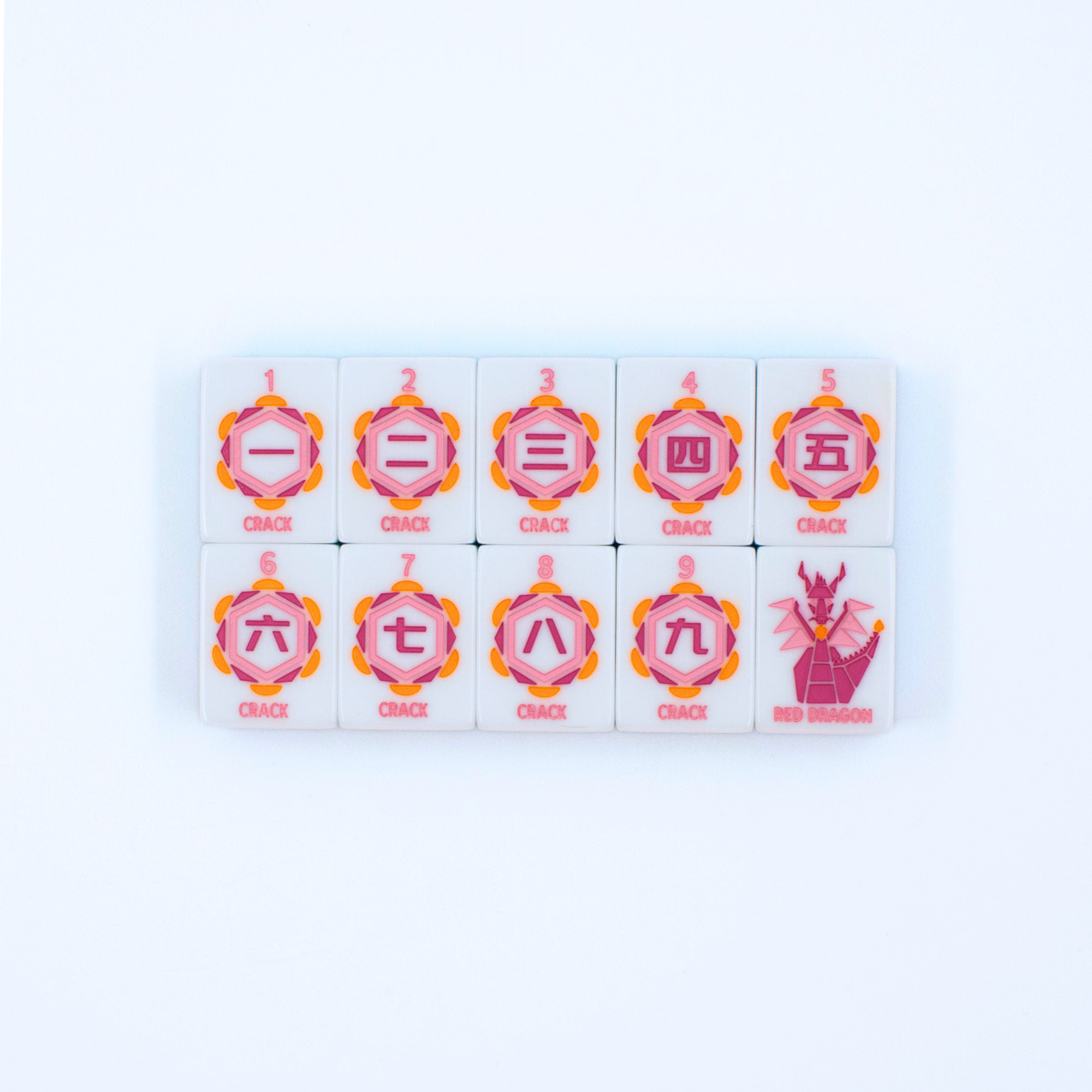 Crystal Prism Pink Tile Set | Mahjong with Bold Angles and Vibrant Vibes | 1.25" x 0.9" x 0.7"