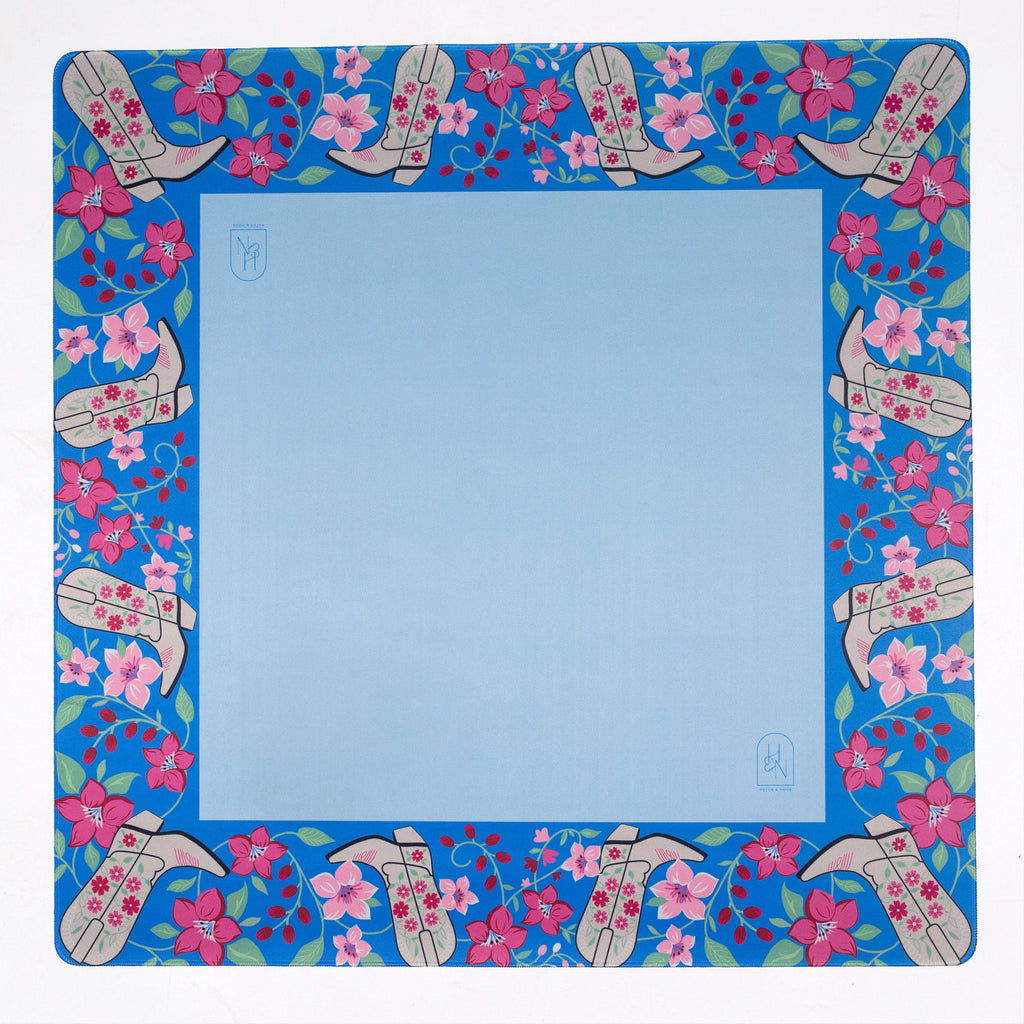 Mahjong Mat - Blue Cowboy Boot