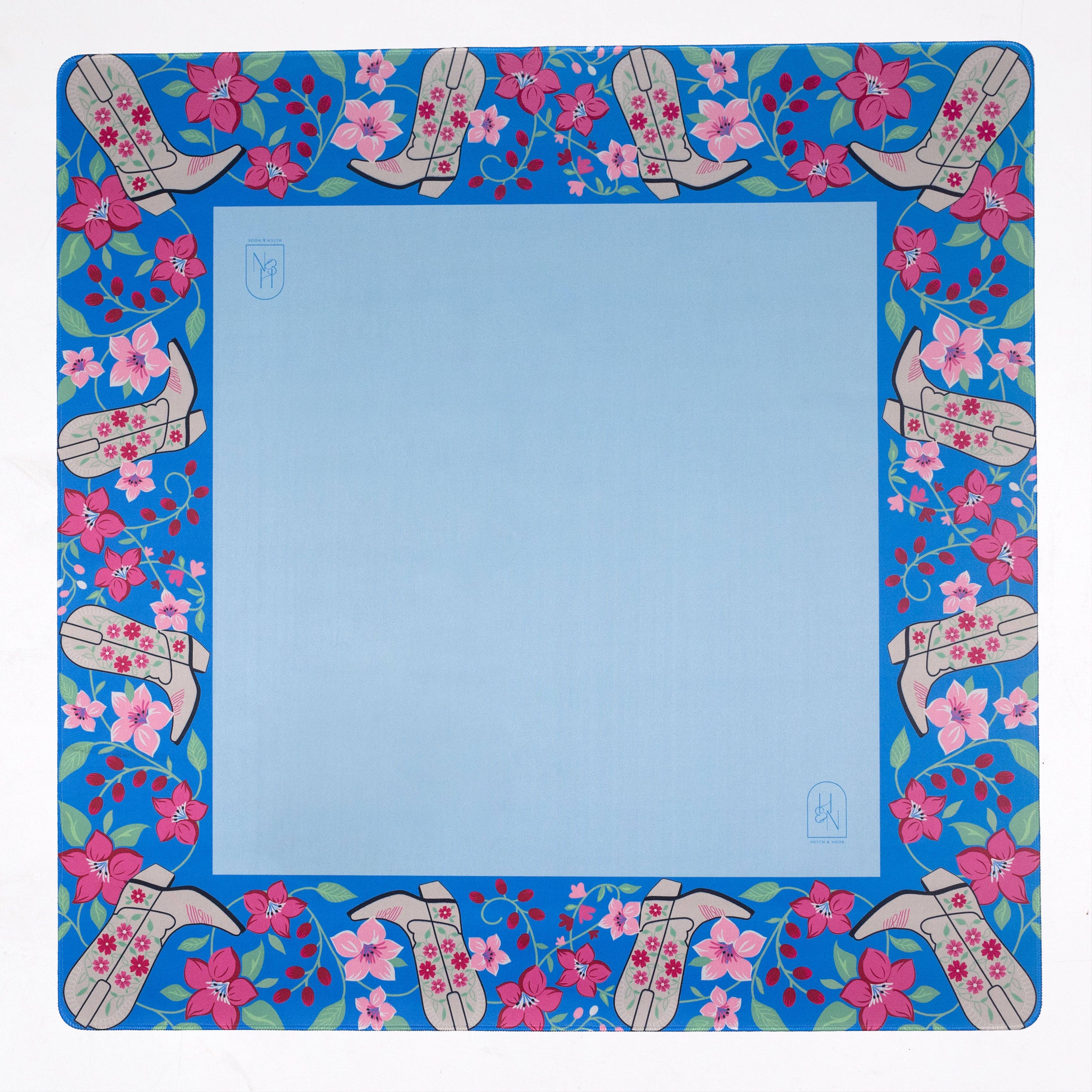 Mahjong Mat - Blue Cowboy Boot